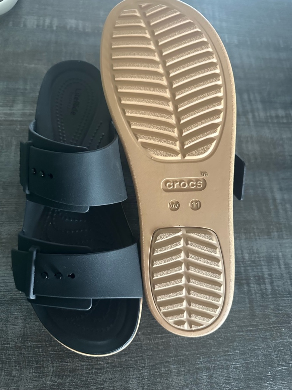 Black Cork-Trim Slide Sandals - Picture 2 of 3
